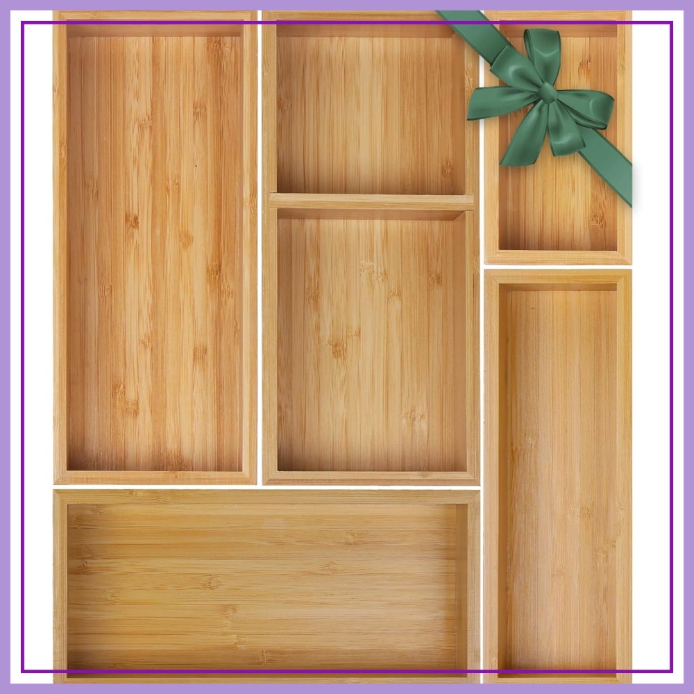 Drawer Organizer Bamboo - 5-Piece Bamboo Drawer Organizer Set, Multi-Use