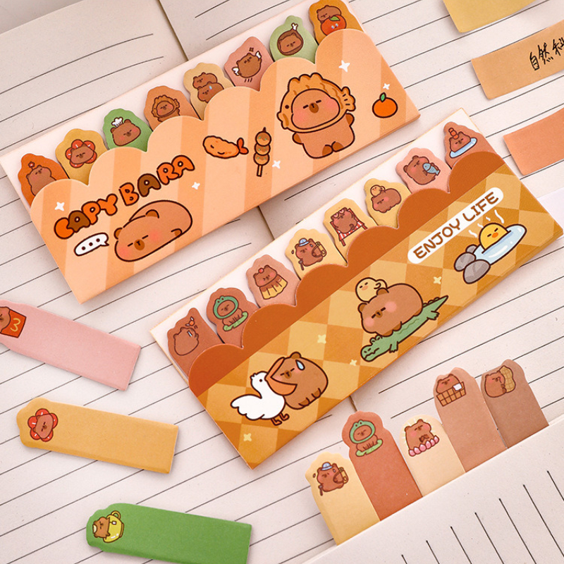 Sticky Memo Holder - Kawaii Capybara Standing in Line Sticky