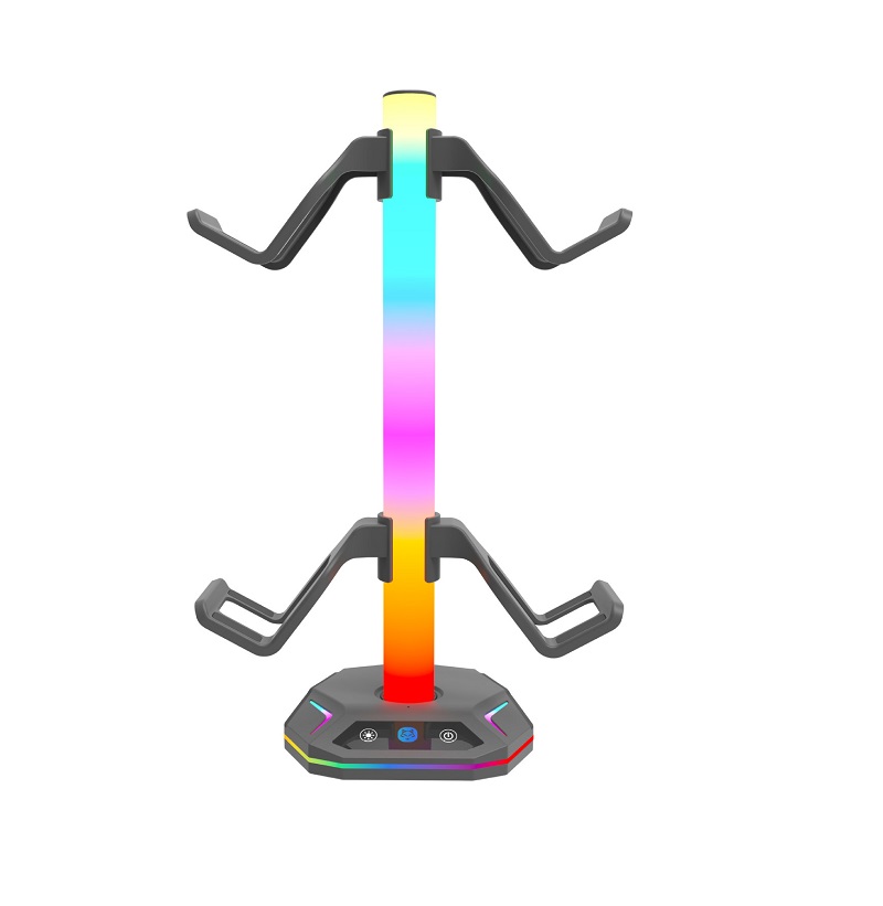 Desk Setup Headphone Stand - RGB Gaming Headset Stand with Dual