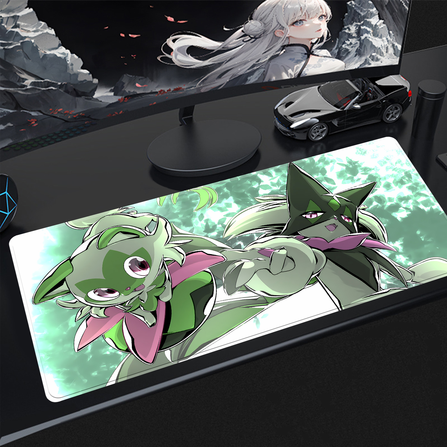 Desk Setup Cozy - Kawaii Pokemon Meowscarada Gaming Desk Mouse