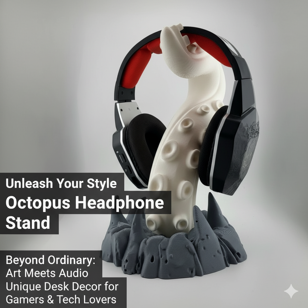 Desk Setup Headphone Stand - Cthulhu Octopus Tentacle Headphone Stand 3D
