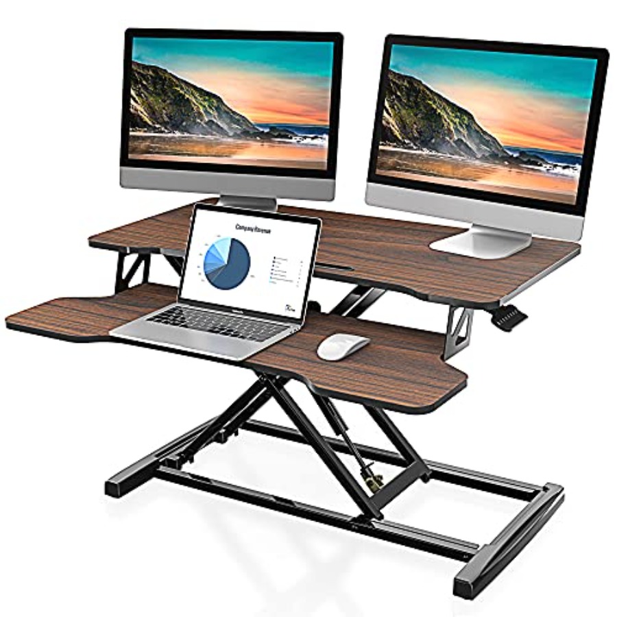 Monitor Riser Wood - Height Adjustable Standing Desk for Home