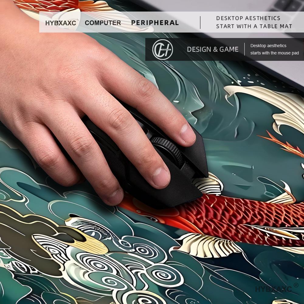Desk Setup Blue - Japanese Koi Fish Desk Mat XXL