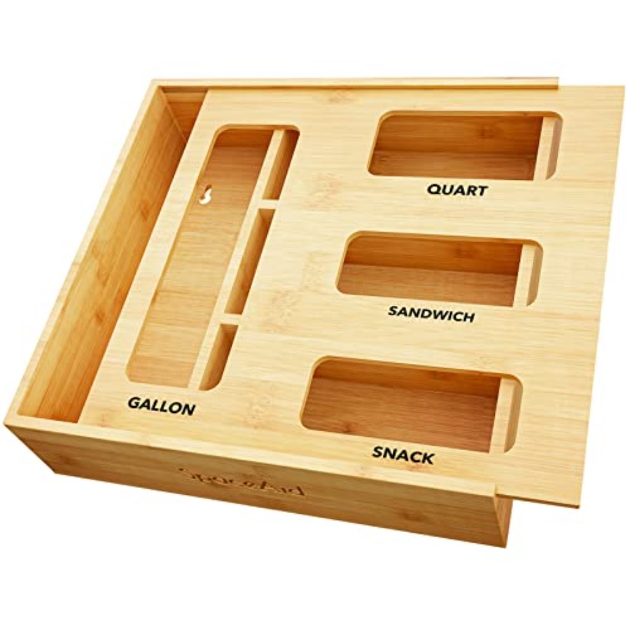 Drawer Organizer Bamboo - 2026Bag Storage Organizer for Kitchen Drawer