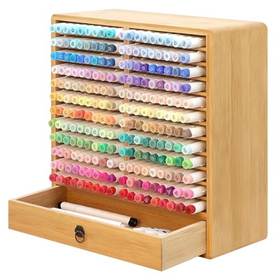 Drawer Organizer Bamboo - Marker Organizer for 216 Markers Wooden