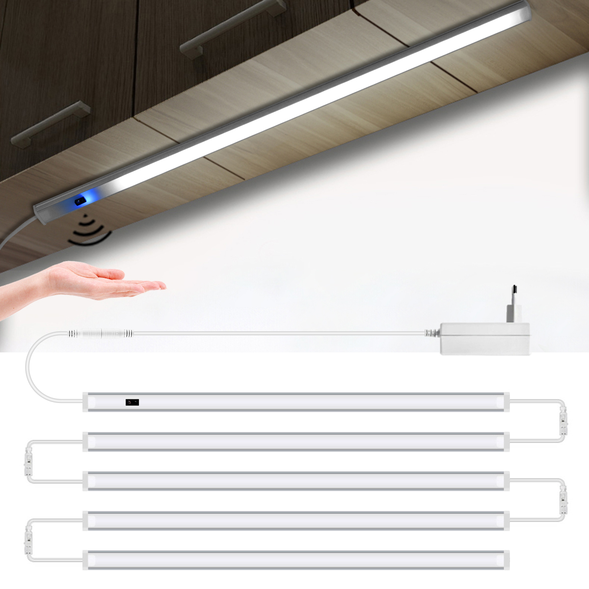 Desk Setup Shelves - USB Kitchen LED Lights Under Cabinet