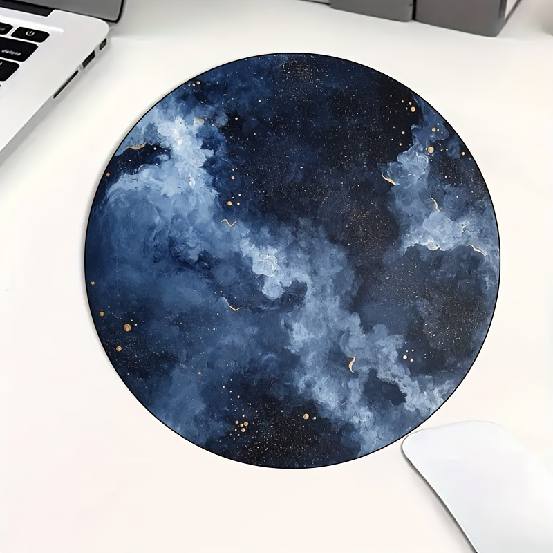 Desk Setup Blue - Round Mouse Pad Non-Slip Gaming Office