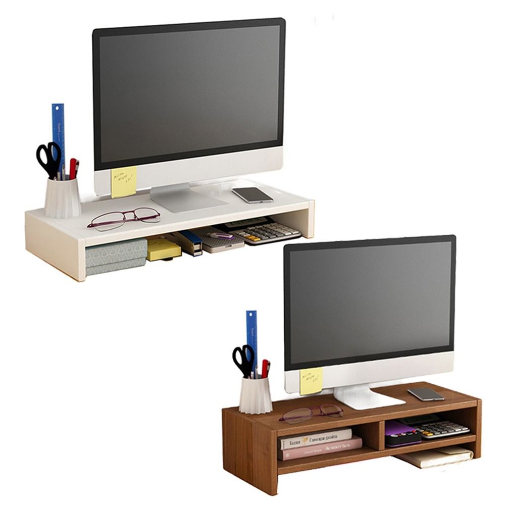 Monitor Riser Wood - Stable Base Wood Desktop Computer Stand