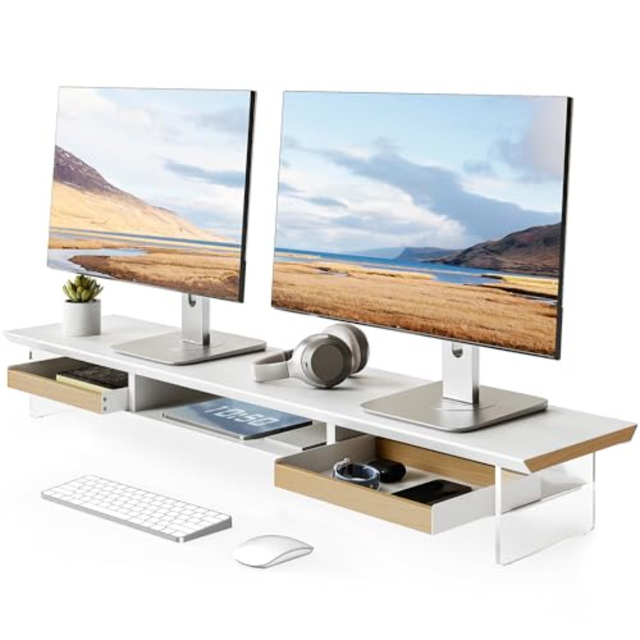 Dual Monitor Stand with Drawer - Monitor Riser Wood 리뷰 및 가격