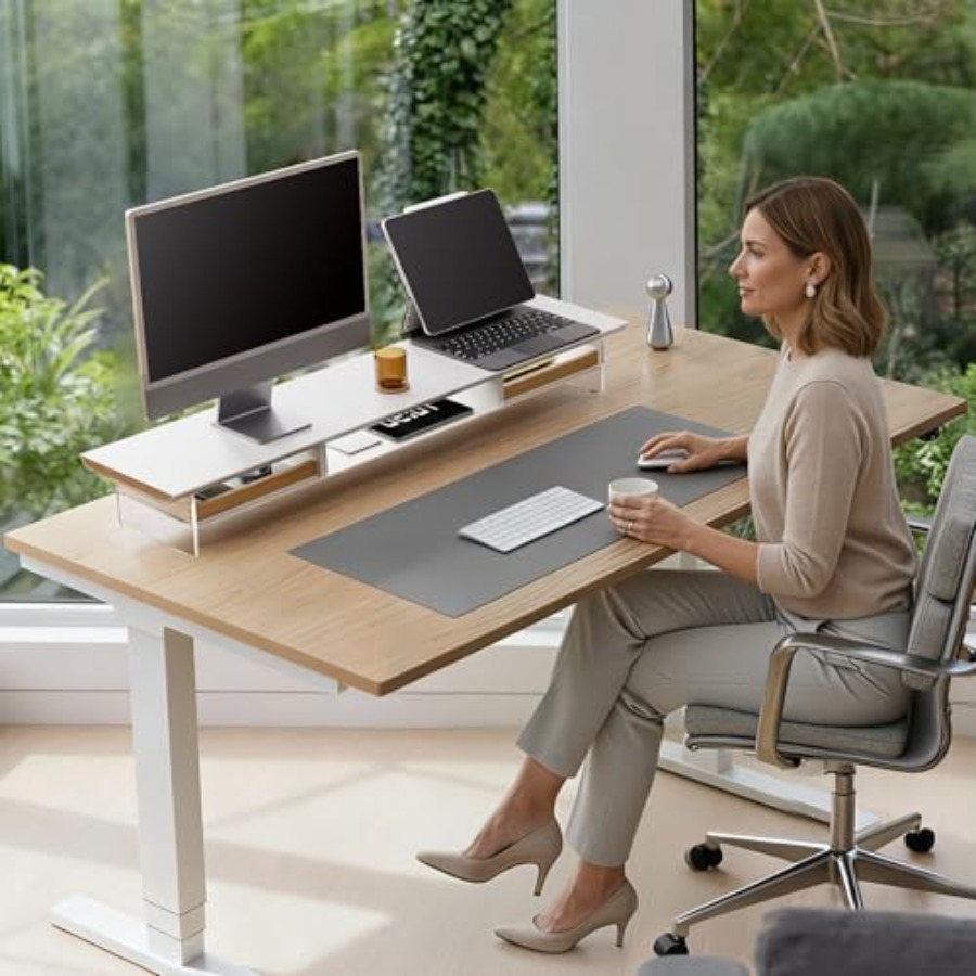 Dual Monitor Stand with Drawer - Monitor Riser Wood 리뷰 및 가격