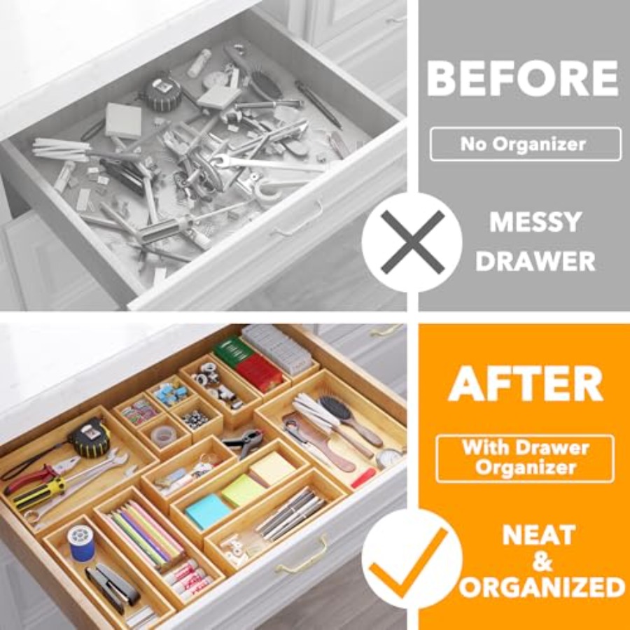 14-Piece Bamboo Drawer Organiz - Drawer Organizer Bamboo 리뷰 및 가격
