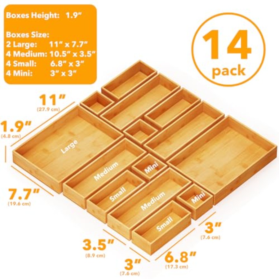 14-Piece Bamboo Drawer Organiz - Drawer Organizer Bamboo 리뷰 및 가격