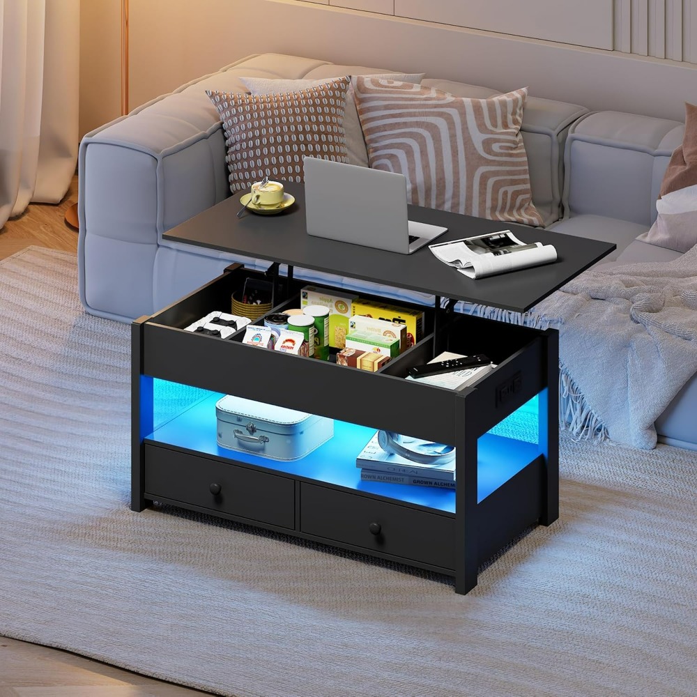 WLIVE Black Lift Top Coffee Ta - Desk Setup Shelves 리뷰 및 가격