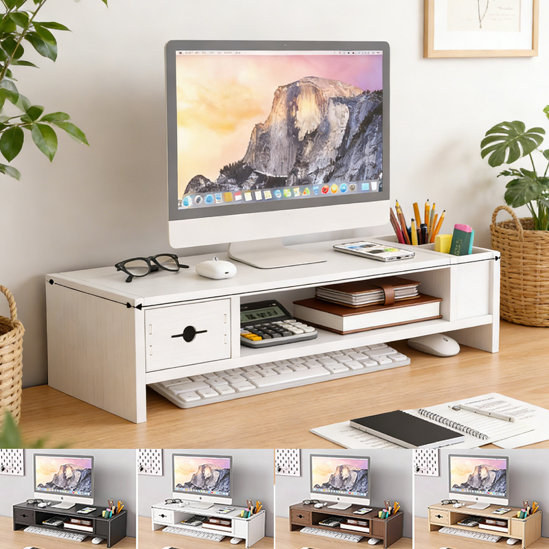 Wooden Desktop Organizer with  - Monitor Riser Wood 리뷰 및 가격