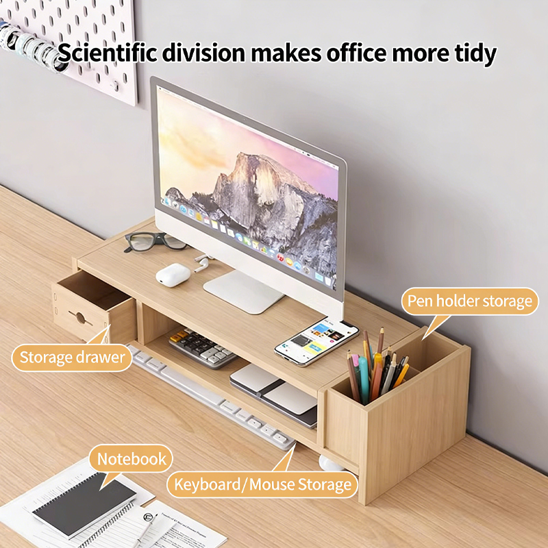 Wooden Desktop Organizer with  - Monitor Riser Wood 리뷰 및 가격