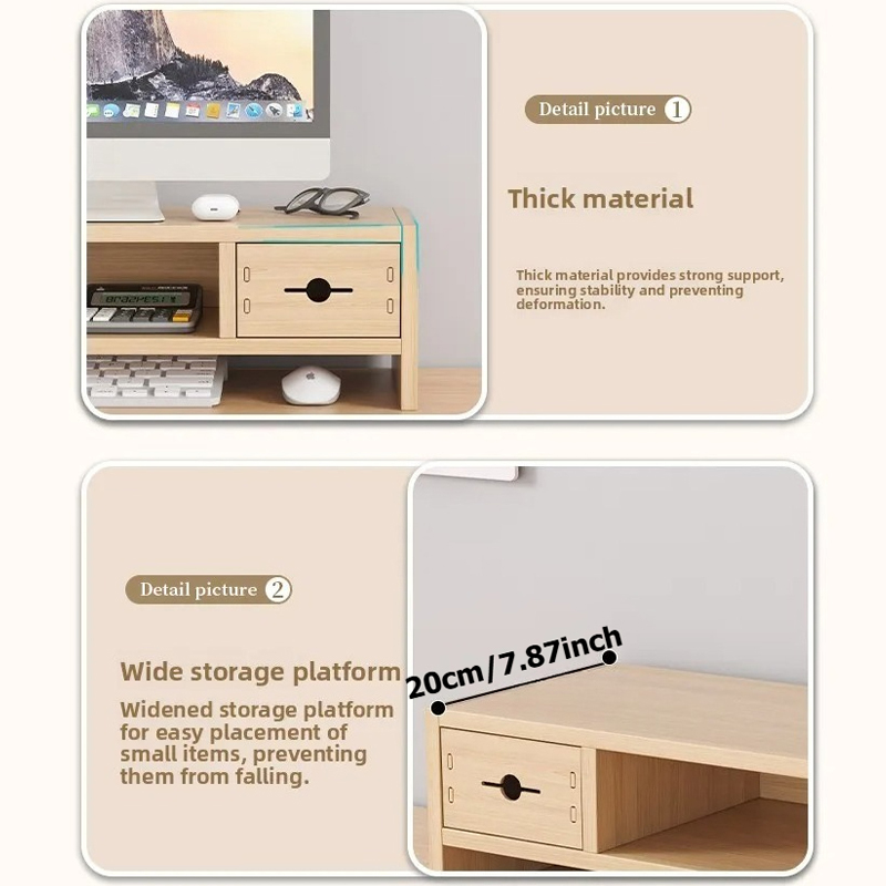Wooden Desktop Organizer with  - Monitor Riser Wood 리뷰 및 가격