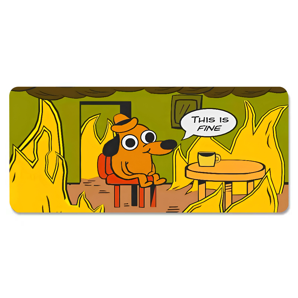 This Is Fine Dog Dachshund Mou - Desk Setup Cozy 리뷰 및 가격