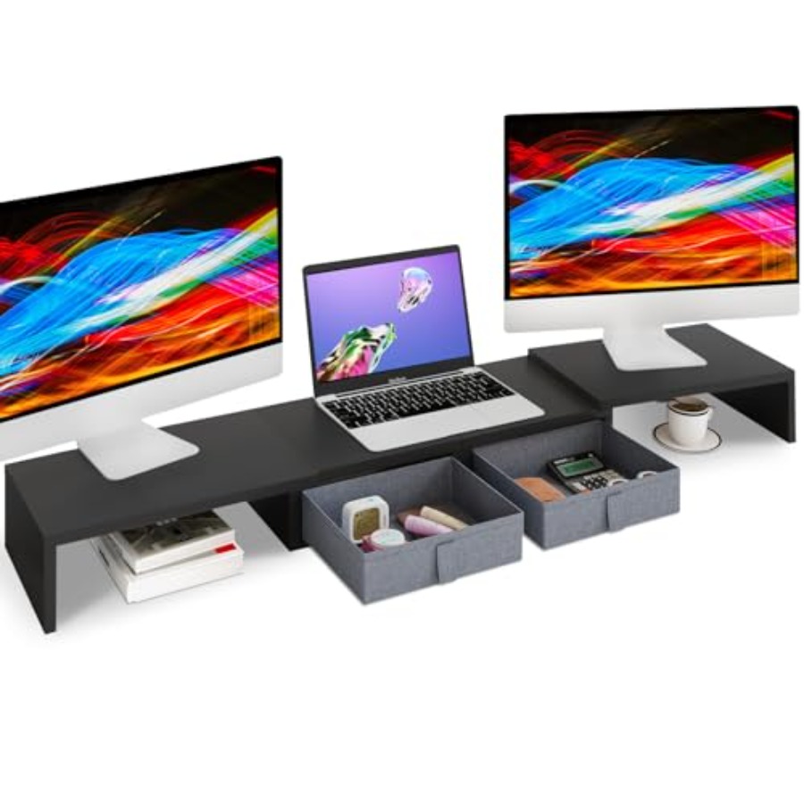 Wood Dual Monitor Stand Riser  - Monitor Riser Wood 리뷰 및 가격
