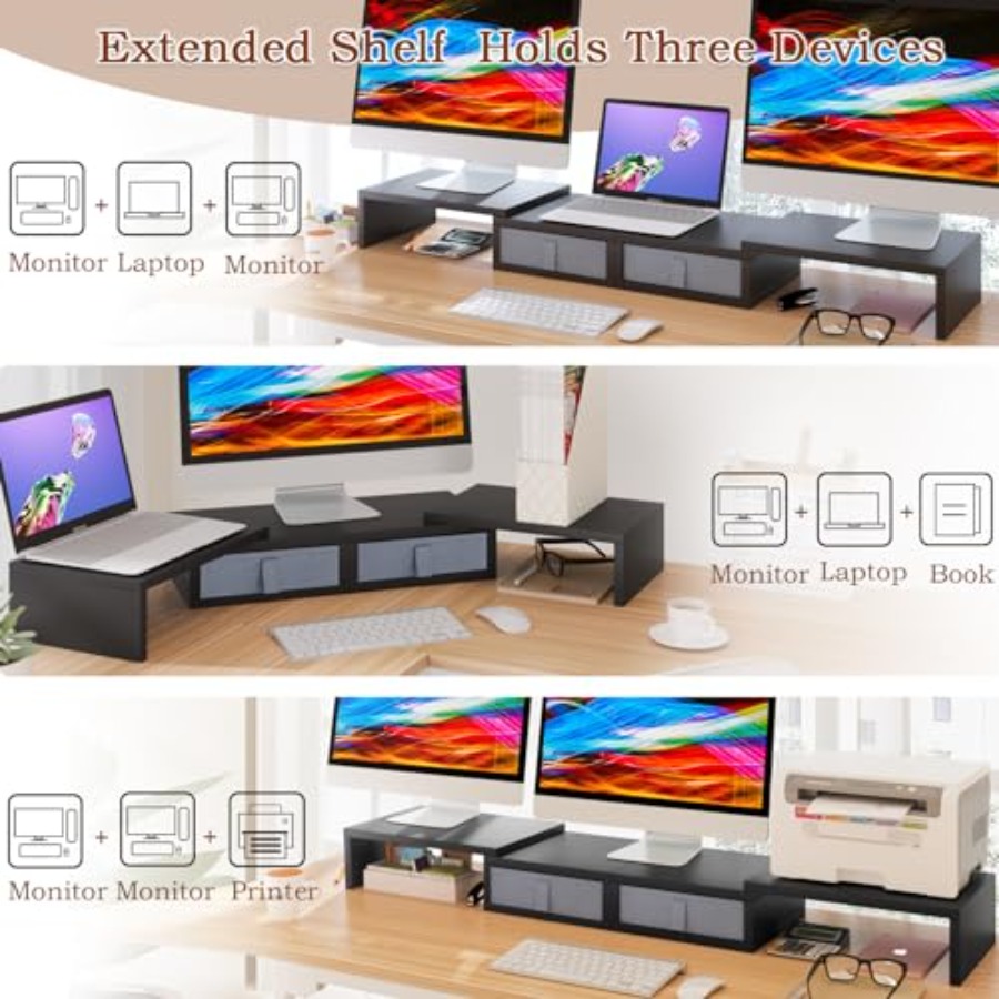 Wood Dual Monitor Stand Riser  - Monitor Riser Wood 리뷰 및 가격