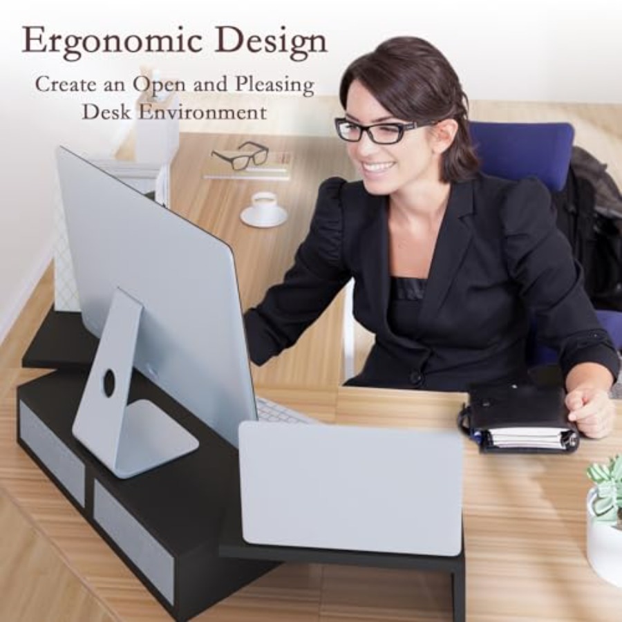 Wood Dual Monitor Stand Riser  - Monitor Riser Wood 리뷰 및 가격