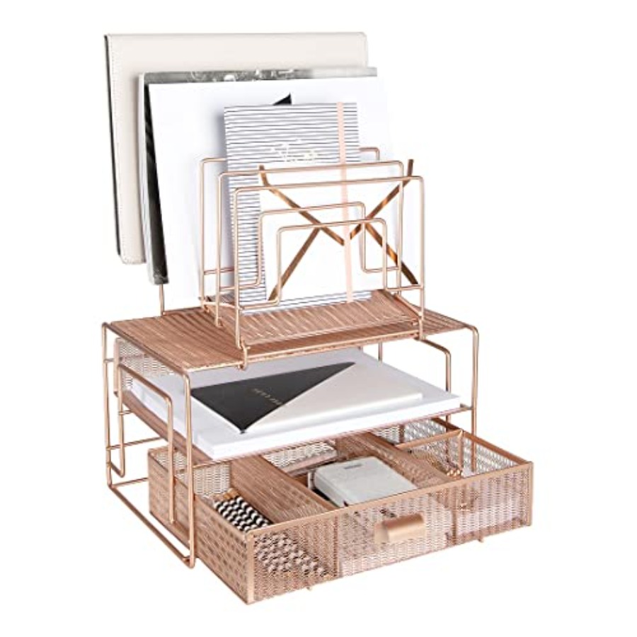 Rose Gold Desk Organizer with  - Drawer Organizer Bamboo 리뷰 및 가격