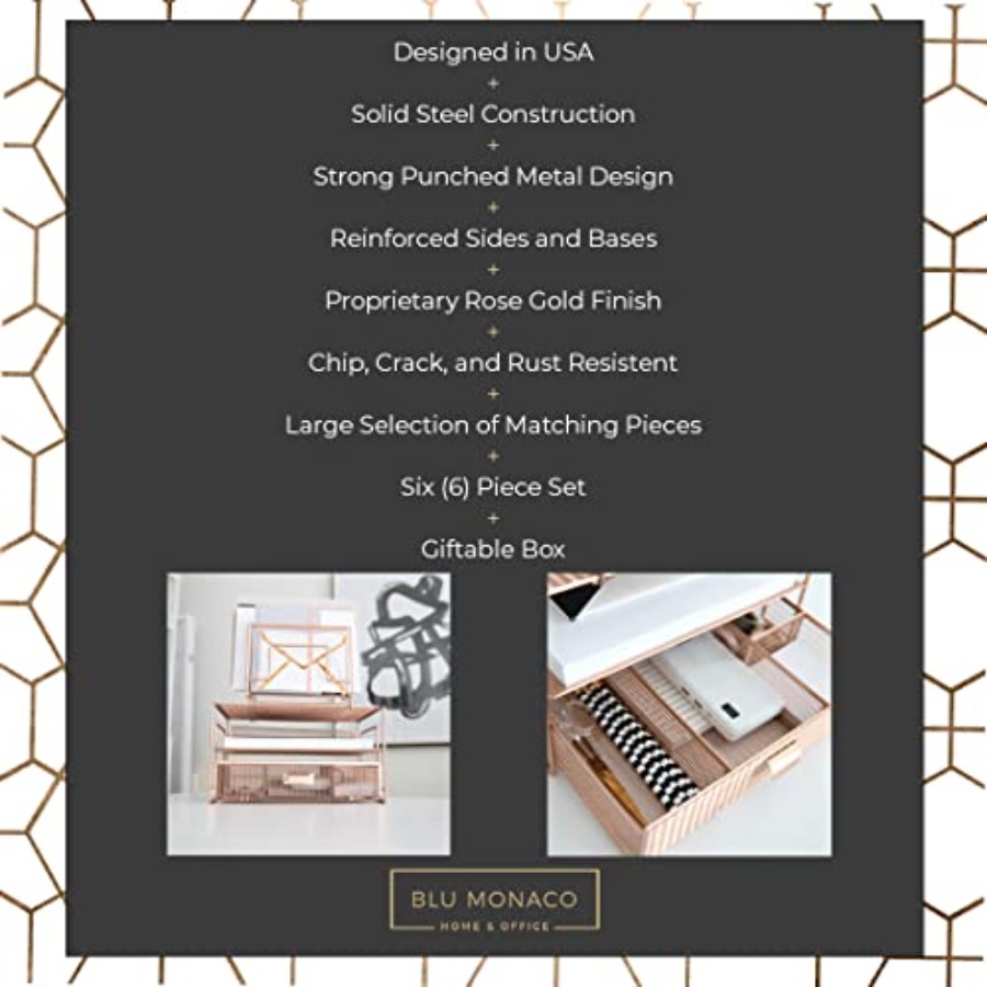 Rose Gold Desk Organizer with  - Drawer Organizer Bamboo 리뷰 및 가격