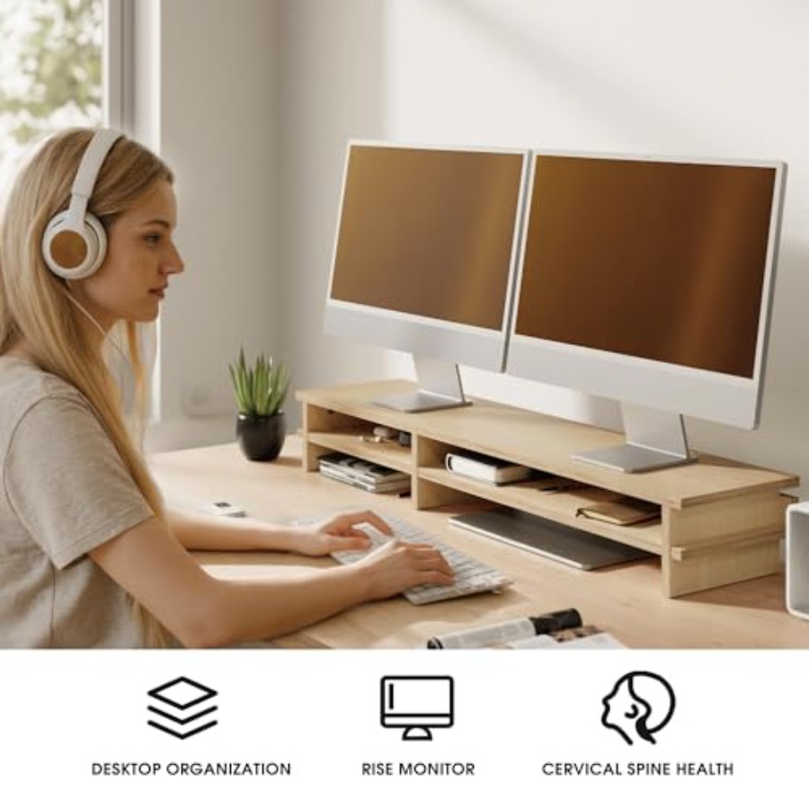 Dual Monitor Stand 39.4in Wood - Monitor Riser Wood 리뷰 및 가격