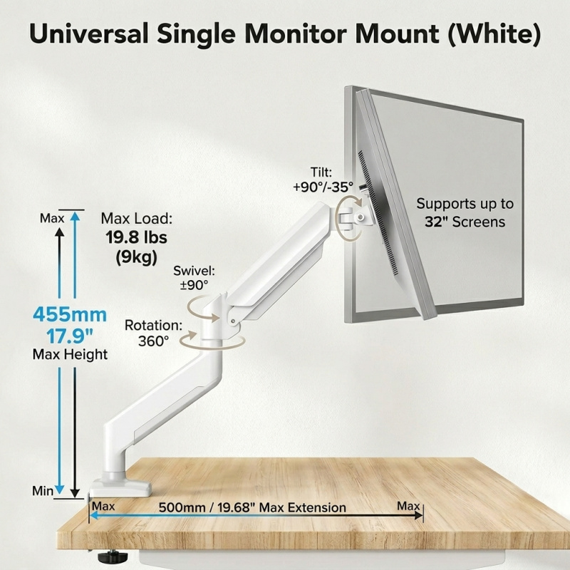 Universal Monitor Arm & Brazo  - Desk Setup White 리뷰 및 가격