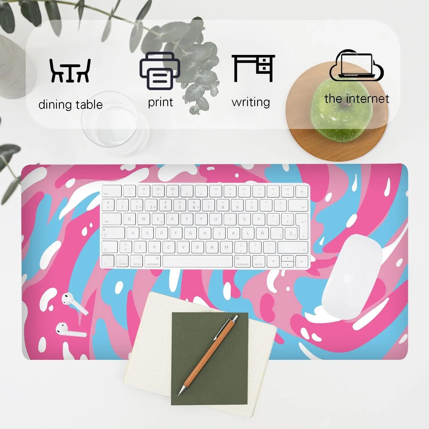 Stylish Pink Blue White Abstra - Desk Setup Blue 리뷰 및 가격