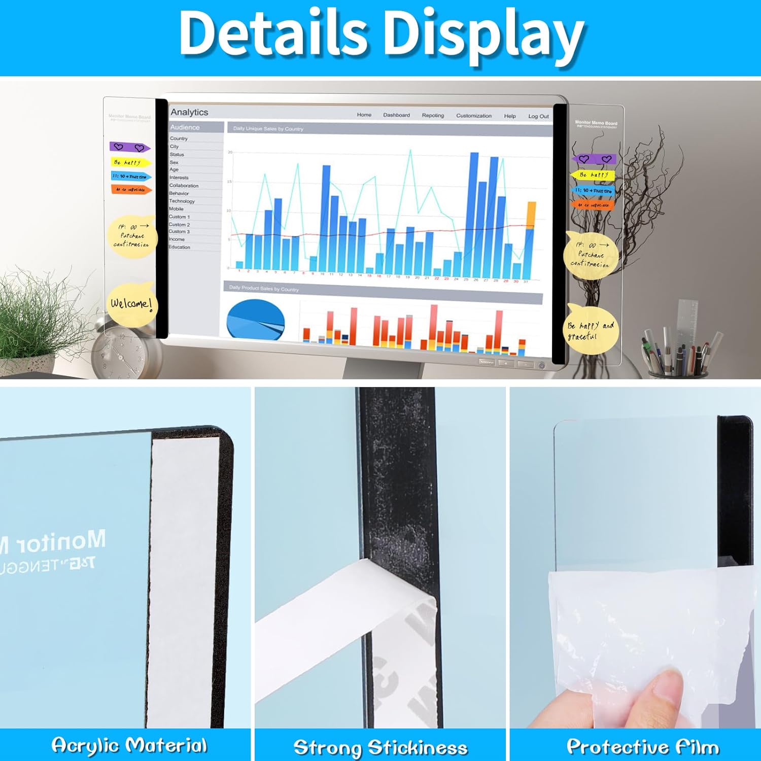 Acrylic Monitor Memo Board, 4  - Sticky Memo Holder 리뷰 및 가격