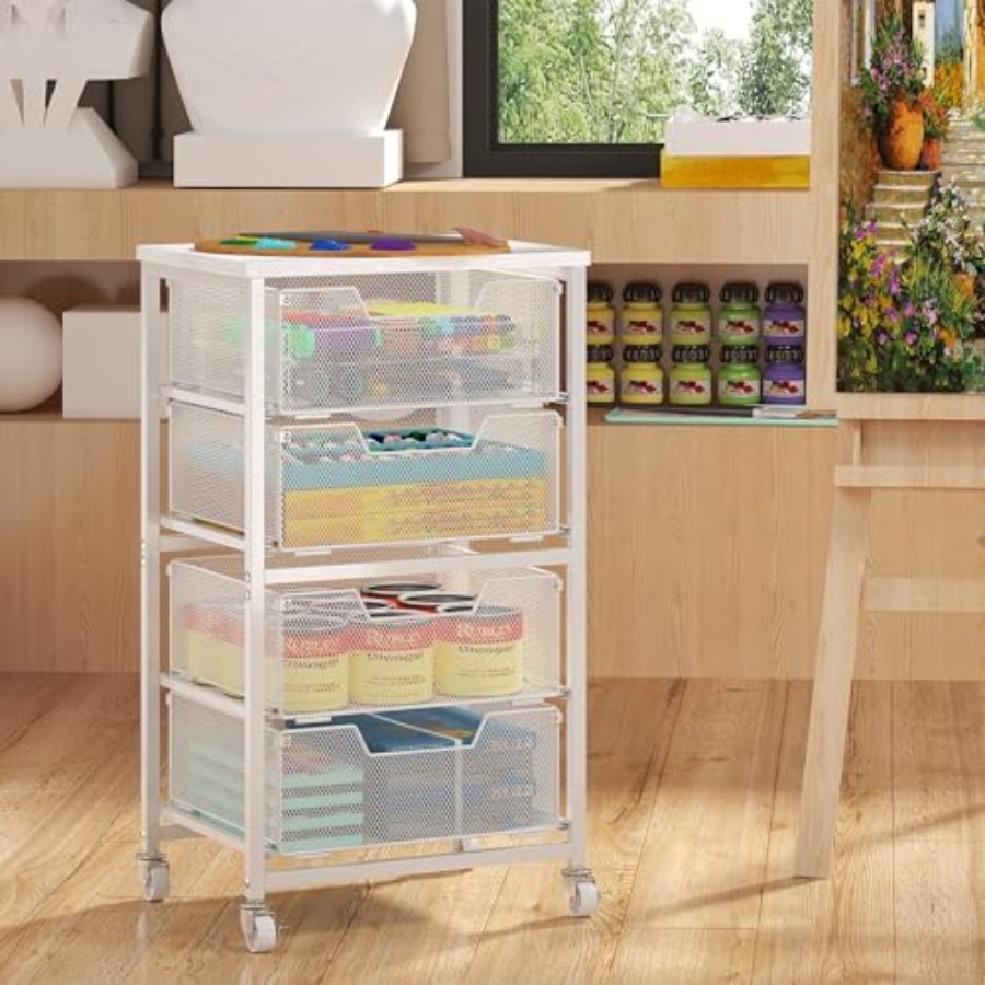 4-Drawer Rolling Storage Cart  - Drawer Organizer Bamboo 리뷰 및 가격