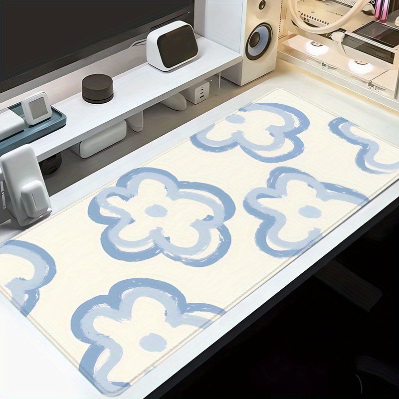 Blue Cloud Flower Desk Mat Non - Desk Setup Blue 리뷰 및 가격