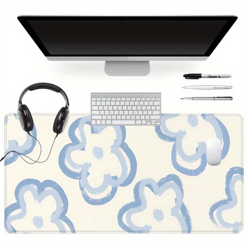 Blue Cloud Flower Desk Mat Non - Desk Setup Blue 리뷰 및 가격
