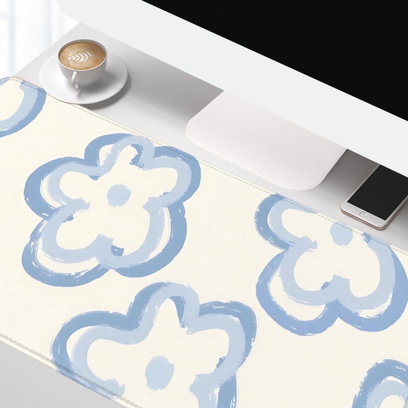 Blue Cloud Flower Desk Mat Non - Desk Setup Blue 리뷰 및 가격