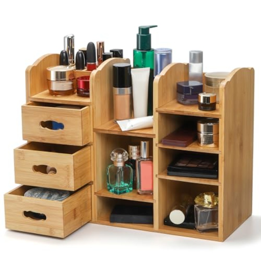 Bamboo Makeup Organizer with D - Drawer Organizer Bamboo 리뷰 및 가격
