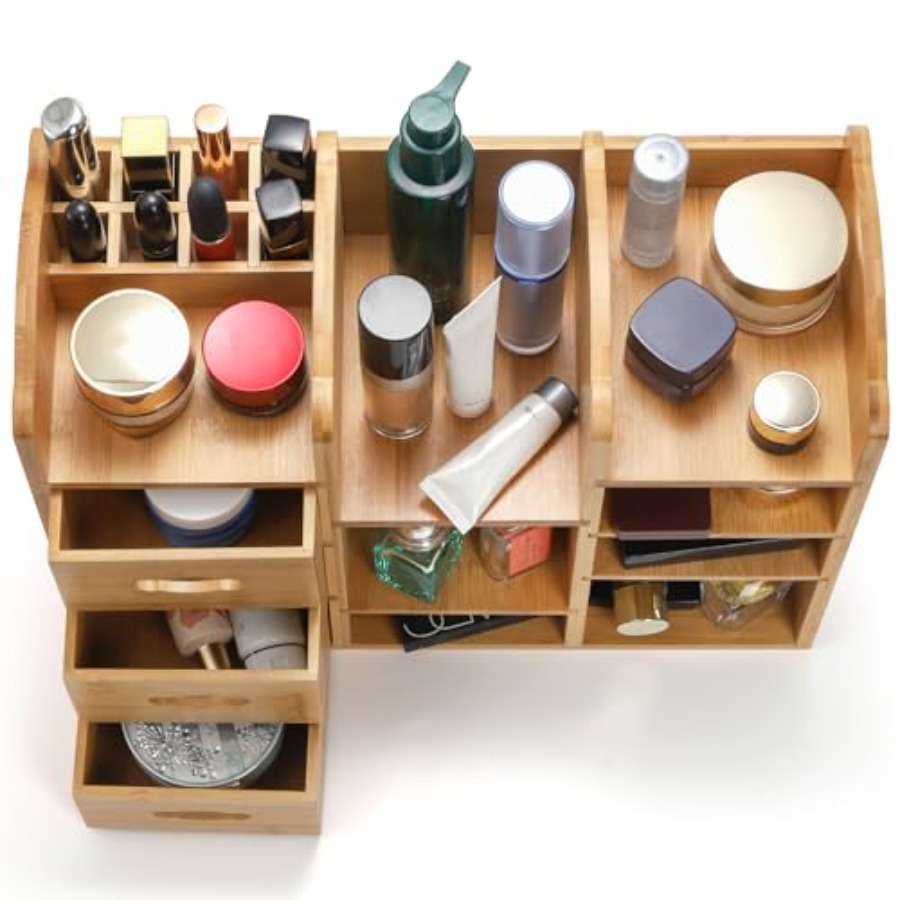 Bamboo Makeup Organizer with D - Drawer Organizer Bamboo 리뷰 및 가격
