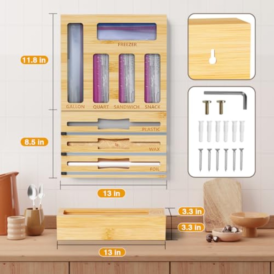 9 IN1 Bamboo Storage Bag Drawe - Drawer Organizer Bamboo 리뷰 및 가격