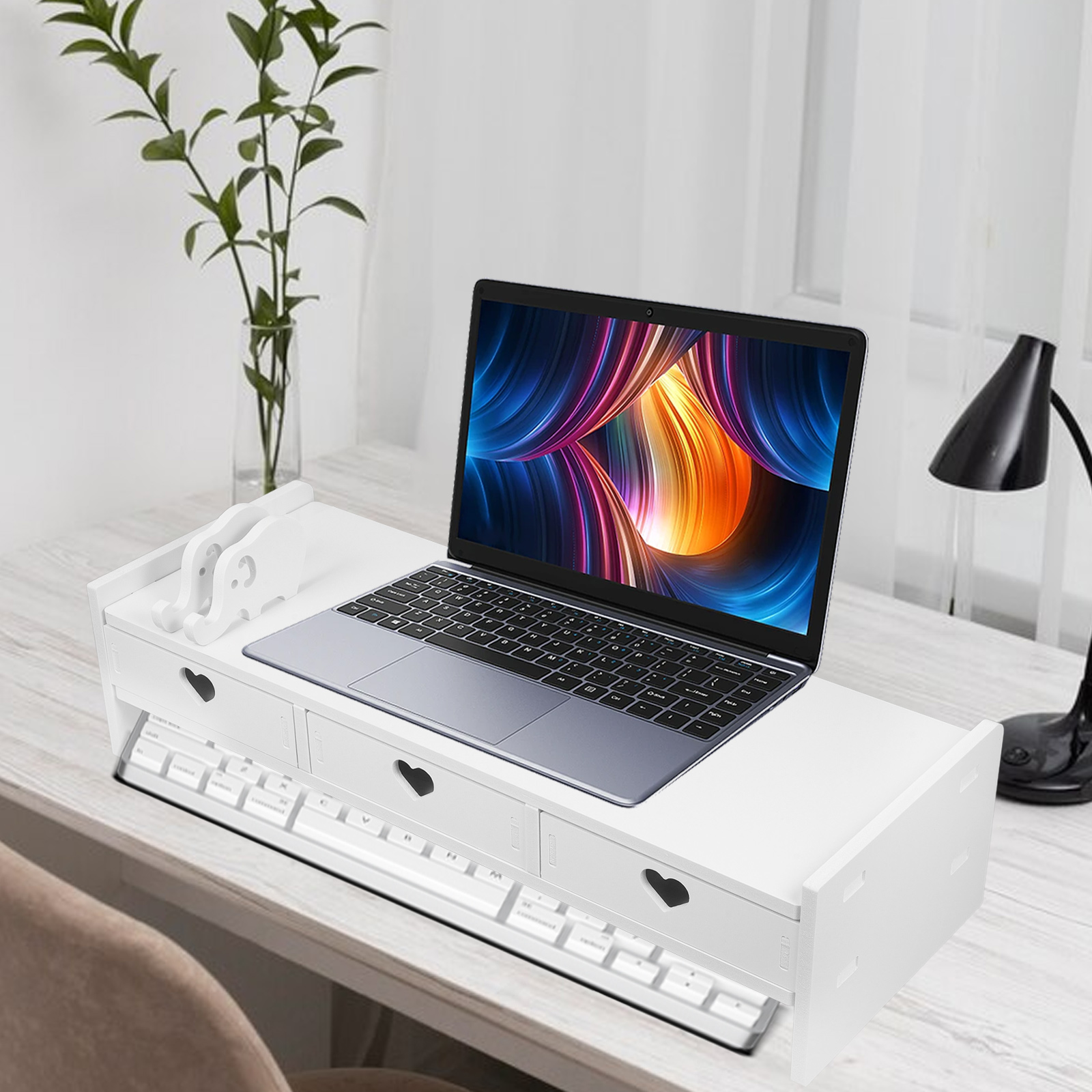Keyboard Storage Rack Monitor  - Monitor Riser Wood 리뷰 및 가격