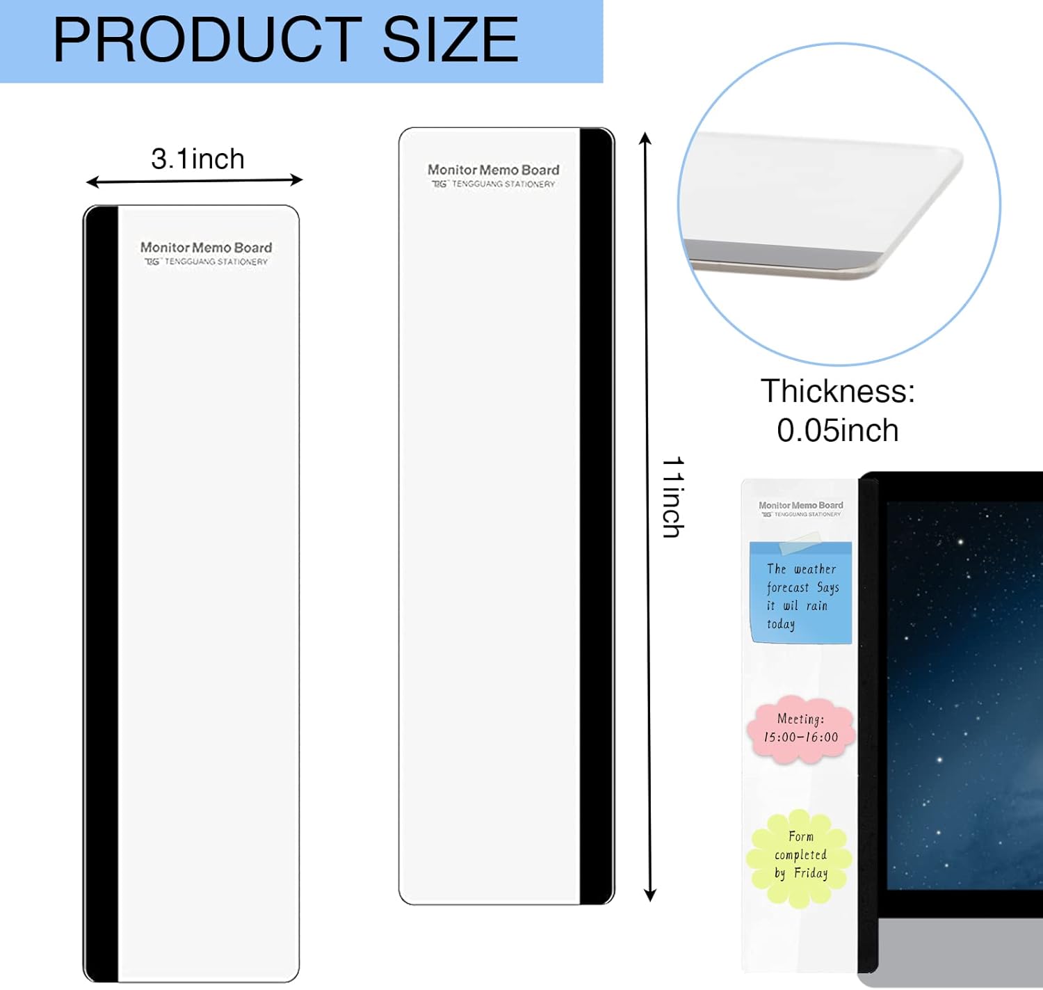 Acrylic Monitor Memo Board, 11 - Sticky Memo Holder 리뷰 및 가격