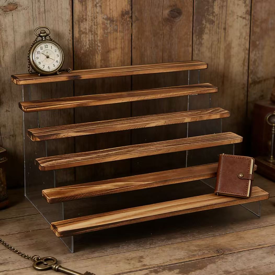 Charred Wooden Step Display St - Desk Setup Shelves 리뷰 및 가격