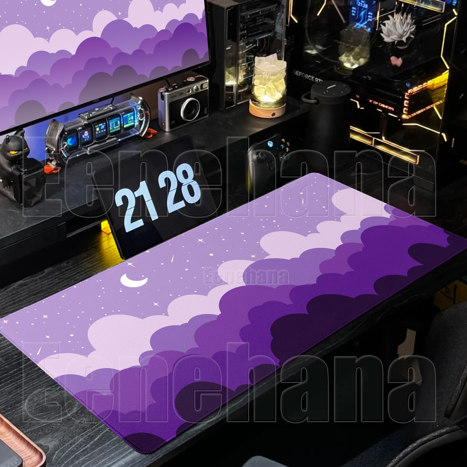 Blue Clouds Moon Mouse Pad PC  - Desk Setup Blue 리뷰 및 가격