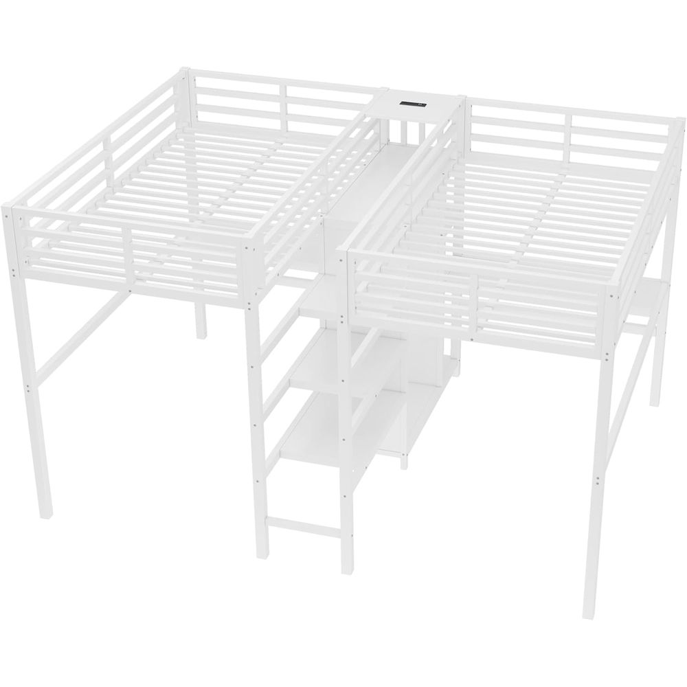 Twin Size Metal Bed with Desk, - Desk Setup Shelves 리뷰 및 가격
