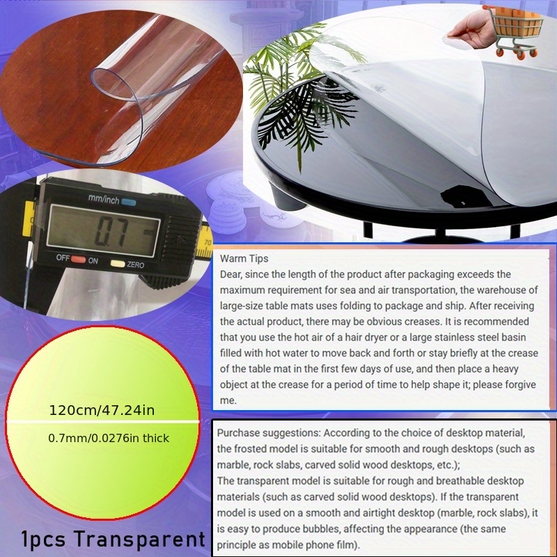 1pc 100/110/120cm Clear PVC Ro - Desk Setup Cozy 리뷰 및 가격