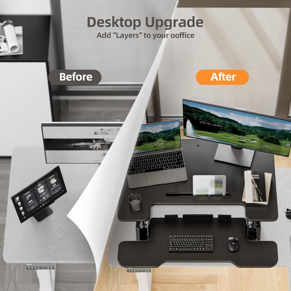 32 Inch Height-Adjustable Desk - Monitor Riser Wood 리뷰 및 가격