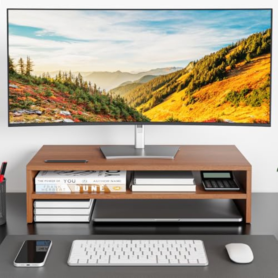 Wood Monitor Stand Riser, 2-Ti - Monitor Riser Wood 리뷰 및 가격
